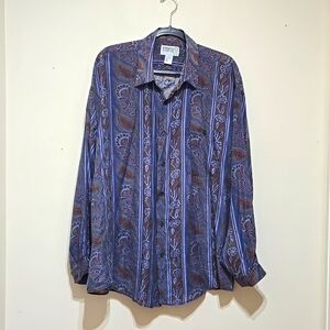 Utopia Men's Silk Long Sleeve Button Down Shirt